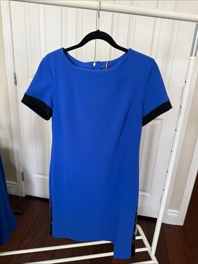 Tommy Hilfiger Cobalt Blue Short Sleeve Shift Dress with Black Trim